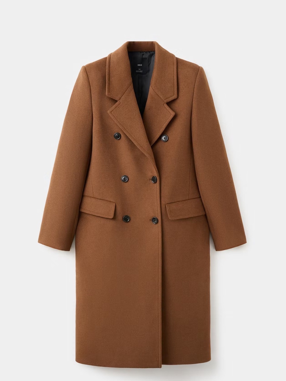 Mango Women's Double-breasted Wool Blend Coat Ochre Dark Camel 2XL NWOT